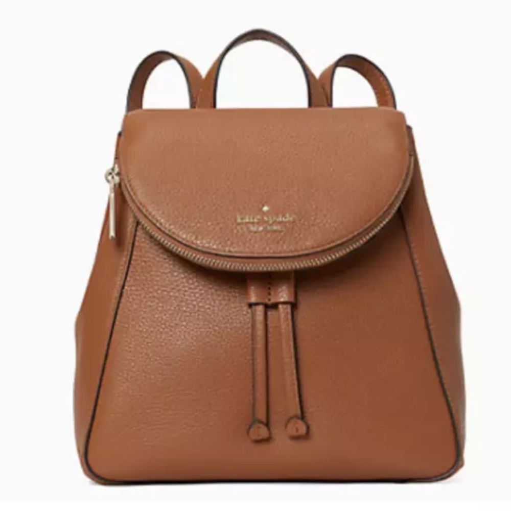 Kate spade Leila medium backpack ginger brown leather NWT bag adjustable straps
